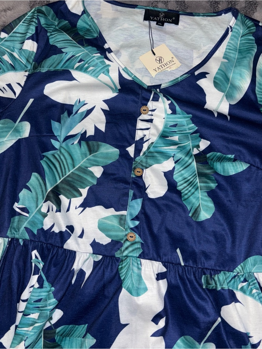 NEW Yathon blue navy multi color floral sleeveless dress ~nwt~ size 10 - Picture 3 of 6